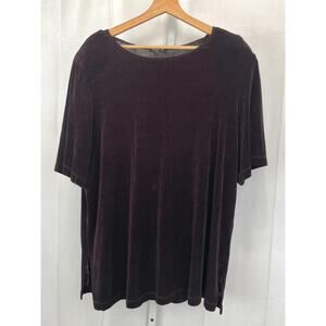 VIKKI VI Short Sleeve Stretch Ribbed Knit Top Pullover Dark Purple Size 1X Plus